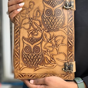 Leather Owl Emboss Journal, Leather Journal for Men, Leather Journal for Women, Handmade Paper Journal, Leather Notebook, Leather Sketchbook