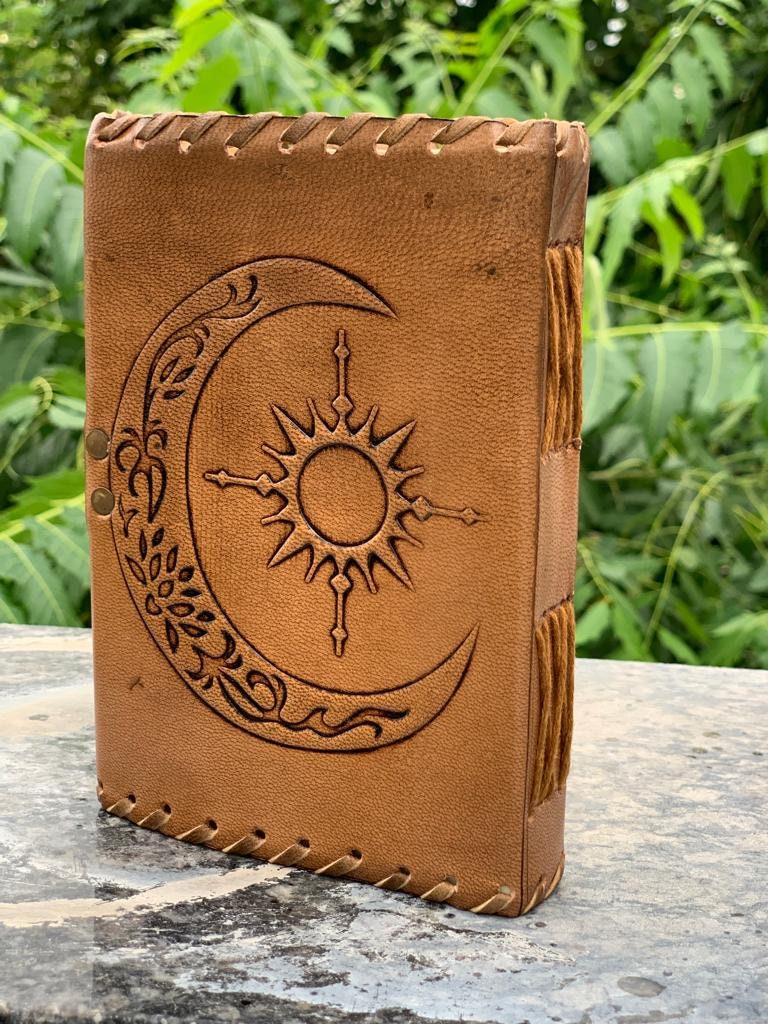 Sun & Moon With Beautiful Black Stone Journal Leather Vintage Journal ...