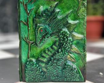 3D Dragon Embossed Leather Notebook Travel Journal With 200 Pages(3D dragon  Diary)