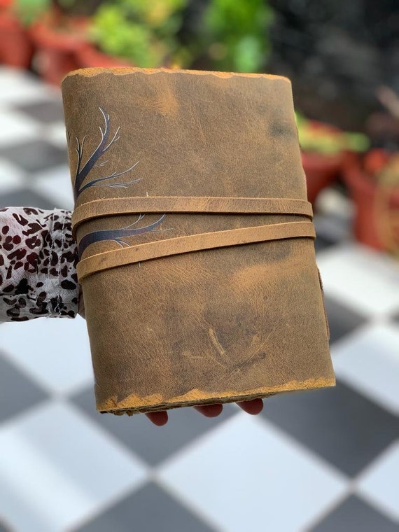 Leather Journal - Antique Handmade Deckle Edge Vintage Paper