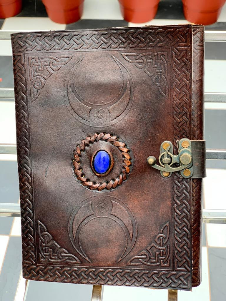 3 Moon Blue Lapiz Embossed Vintage Leather Journal Pages of Antique ...