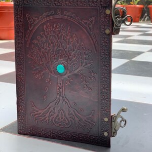 Leather Sun and Moon Embossed With Beautiful Blue Stone Journal Diary ...