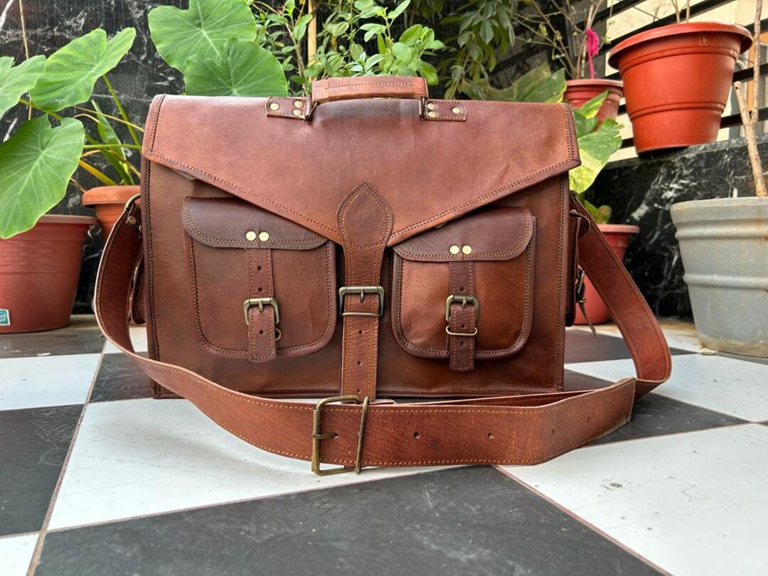 Laptop Messenger Bag 18 & 11 Inches, Vintage Canvas Leather Shoulder ...