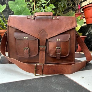 Laptop Messenger Bag 18 & 11 Inches, Vintage Canvas Leather Shoulder Bag Computer Durable Briefcases Satchel Bag Work Bags