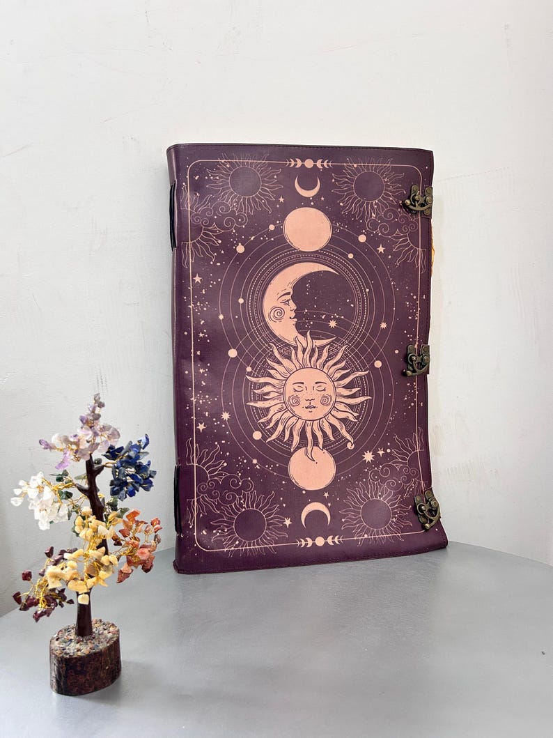 Sun & Moon Vintage Leather Journal for Men Women 200 Pages of Antique ...