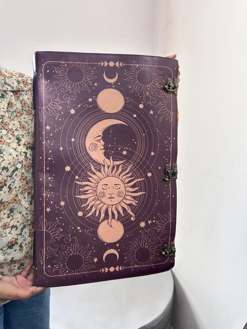 Sun & Moon Vintage Leather Journal for Men Women 200 Pages of Antique ...
