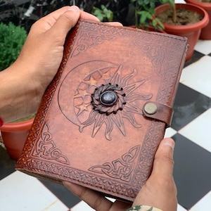 Leather Journal with Lined Pages Sun  Moon Leather Bound Writing Journal Leather Bound Notebook Ruled Journal  Lined Journal for Writing