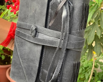 Marcapáginas de diario azul real de cuero hecho a mano, Bloc de notas diario encuadernado en cuero sin forro para hombres y mujeres, la mejor caja de regalo de lujo, diario de viaje