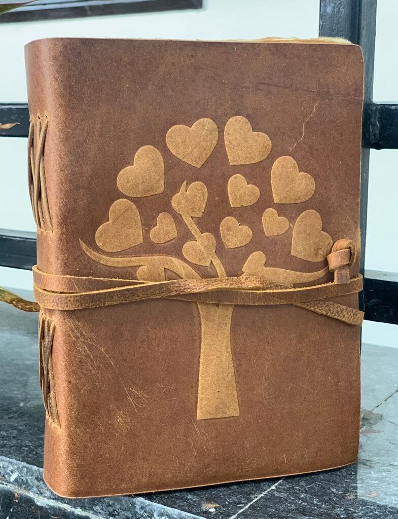 Heart Tree of Life Journal, Leather Journal, Deckle Edge Paper Journal ...