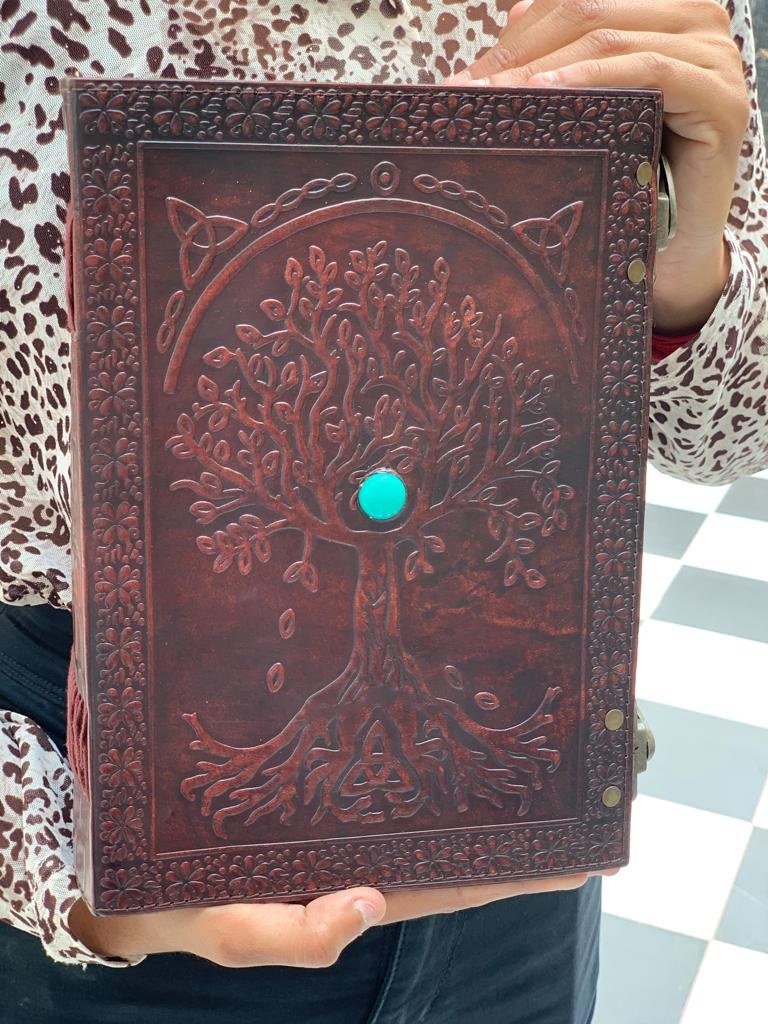 Leather Sun and Moon Embossed With Beautiful Blue Stone Journal Diary ...