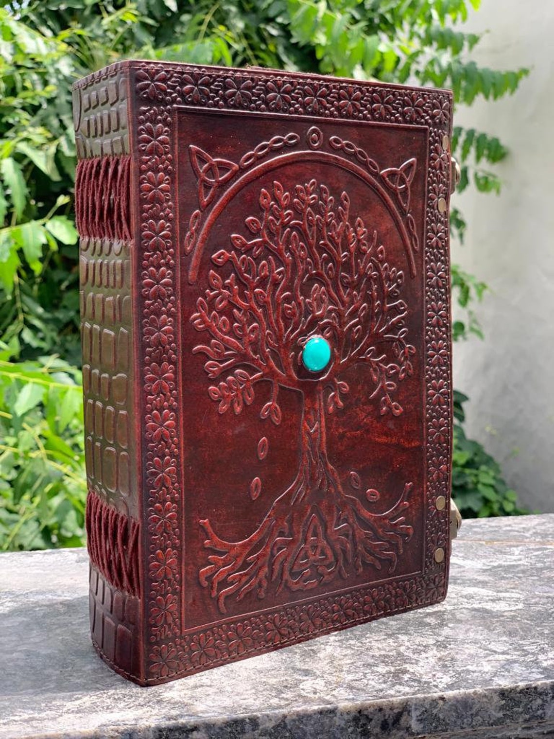 Leather Sun and Moon Embossed With Beautiful Blue Stone Journal Diary ...