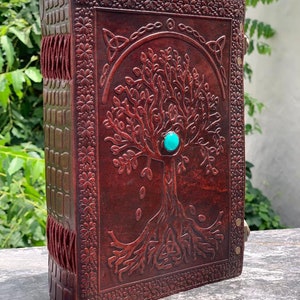 Leather Sun and Moon Embossed With Beautiful Blue Stone Journal Diary ...