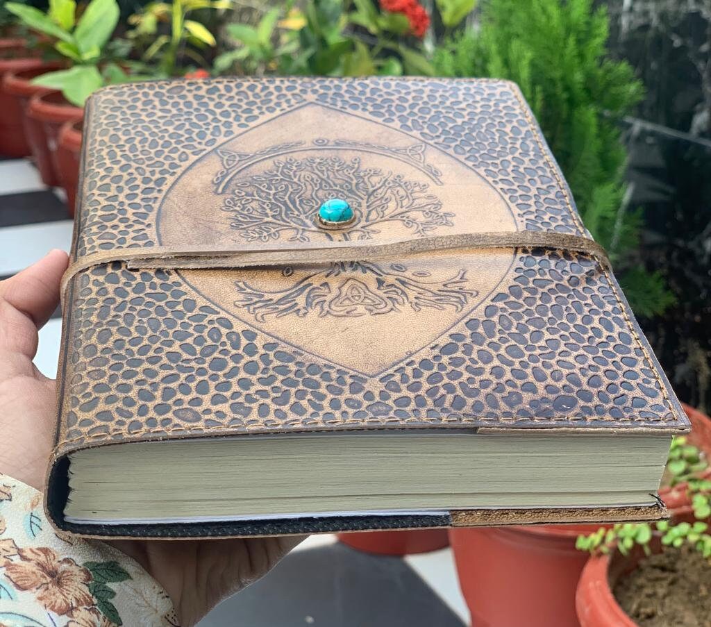 Handmade Leather Journal Refillable Lined Paper Tree of Life Writing ...