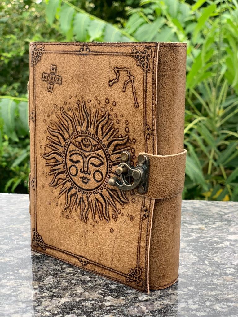 Sun and Moon Leather Journal, Vintage Journal, Leather Notebook ...