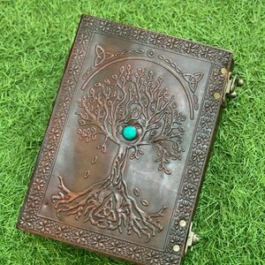 Leather Sun and Moon Embossed With Beautiful Blue Stone Journal Diary ...