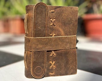 Travel Notebook 200 Deckle Lined Paper Diary Writing Journal Travelers Scrapbook Poetry Sketchbook Small Leather Gifts
