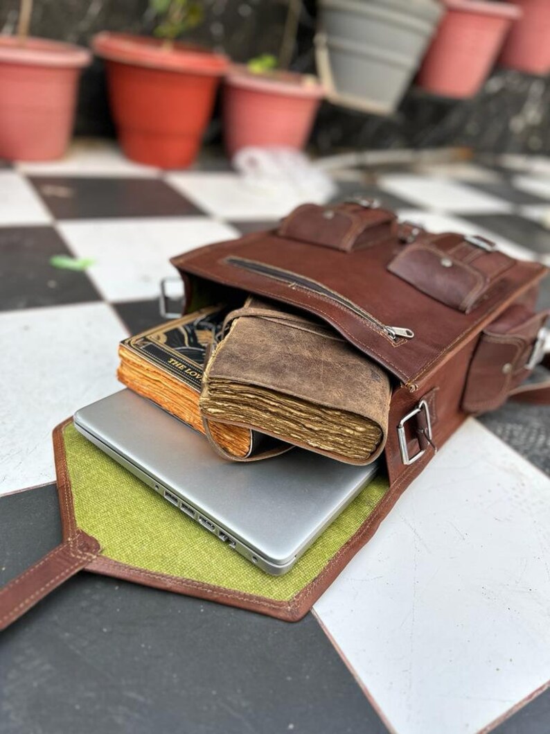 Handmade World Leather Backpack - Thumbnail 4