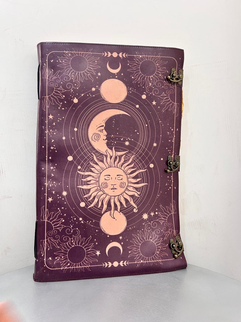 Sun & Moon Vintage Leather Journal for Men Women 200 Pages of Antique ...