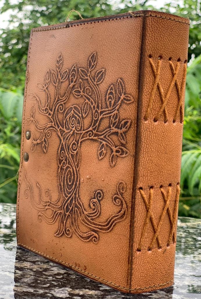 Leather Journal, Tree of Life With Beautiful Three Stone Journal ...