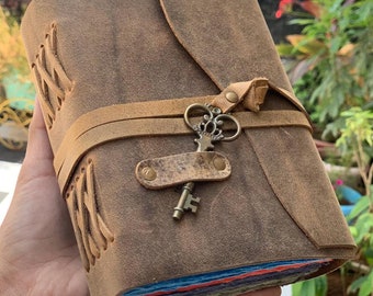 Diario de cuero vintage para mujeres y hombres 5 colores Deckle Edge Paper de 180 - Libro de las Sombras - Diario encuadernado en cuero marrón de Leather Village