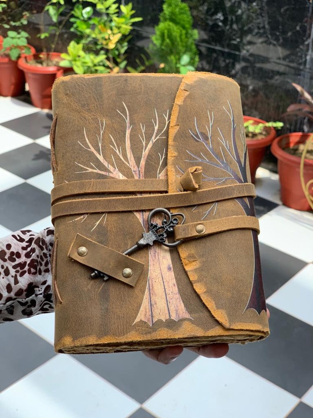 Vintage Leather Journal: Handmade Deckle Edge Paper, Blank Spell Book Of Shadows For Travel Writing Journal Witchcraft Gothic Notebook - Israel - View #7