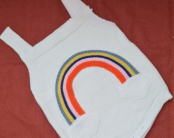 Rainbow Baby Romper/Body.baby clothes, baby romper, toddler romper, guinea pigs, baby gift, for her/him, unisex, knitted. cotton.