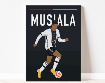 Jamal Musiala inspiriertes Poster druckbare Fußball Wand Kunst Fc Bayern München Home Decor, Musiala Fußball Poster Minimal Football Home Decor