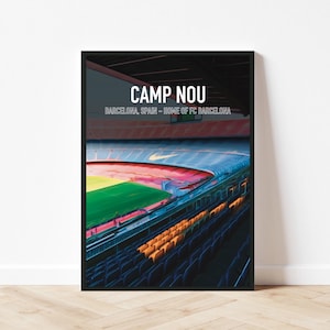 Camp Nou Stadium Poster Printables, Camp Nou Download, FC Barcelona Poster, La Liga Football, Blaugrana, Barcelona Stadium, Stadium Home Art