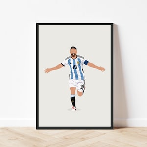 Lionel Messi Poster, Argentina Football Squad, World Cup 2022, La Pulga, Digital Print, Albicelestes, Wall Art Decor, Argentina Futbol, Gift