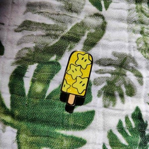 rainbow power up popsicle hard enamel pin yellow star