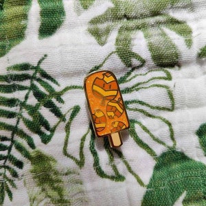 rainbow power up popsicle hard enamel pin orange leaf