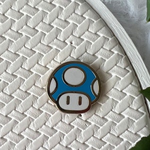 Mario mini pin blue mushroom hard enamel pin