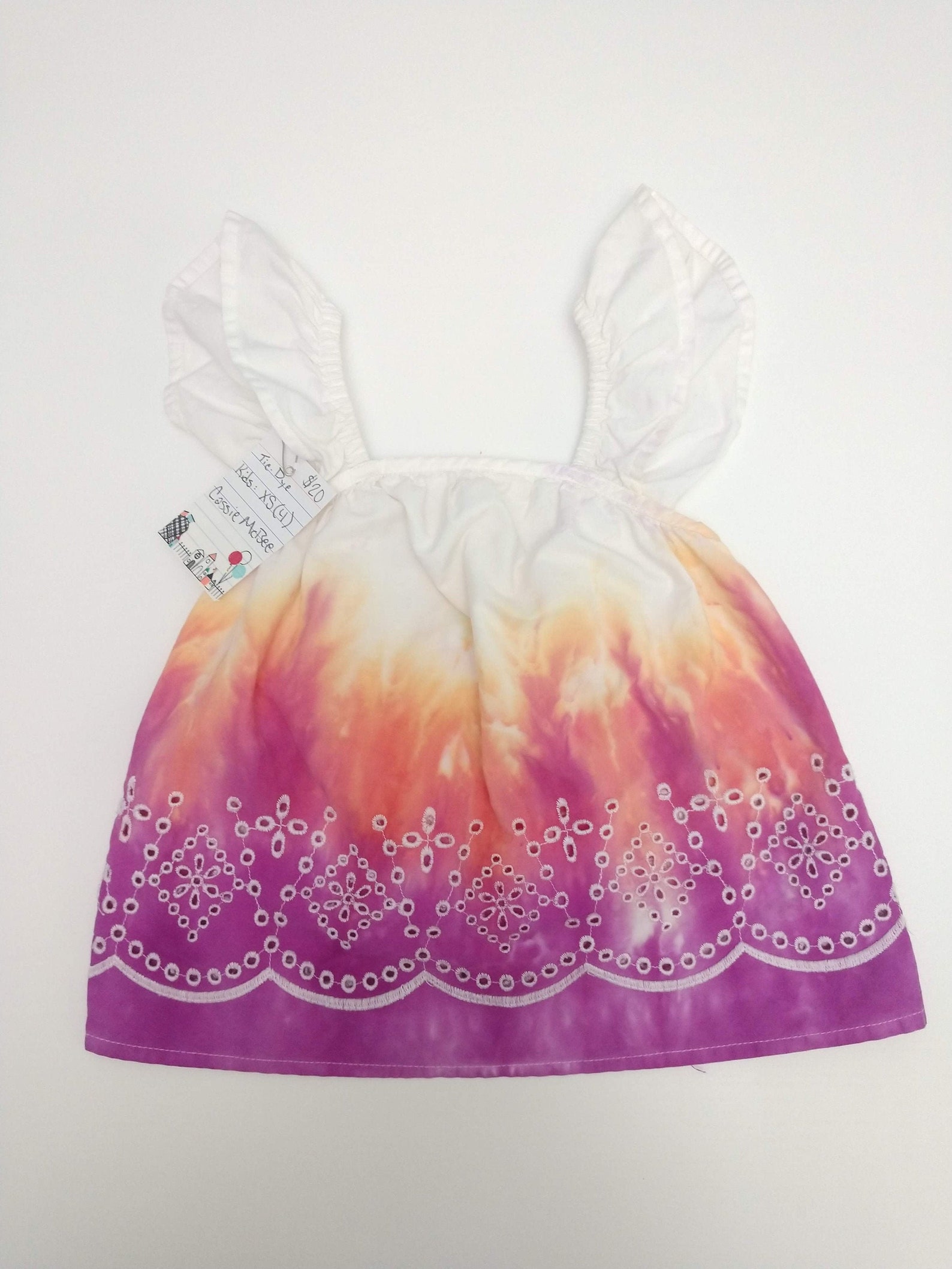 Tiedyed children's eyelet summer dress Etsy