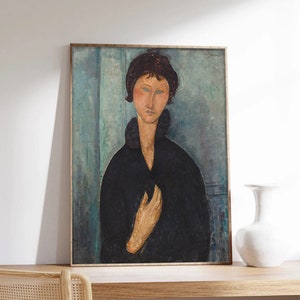 Poster di Modigliani, Arte moderna, Donna con gli occhi azzurri, Amedeo Modigliani, Poster della mostra, Stampa artistica di qualità museale su carta