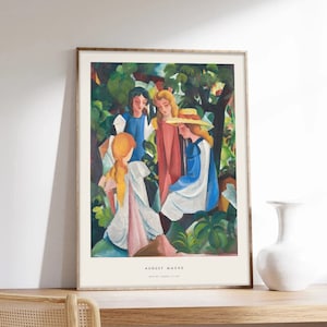 Macke Poster, Vier junge Mädchen, August Macke Poster, Ausstellungsplakat, Kunstdruck auf Museumsqualitätspapier