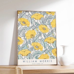 William Morris Poster, Yellow Flowers, Art Nouveau, Flower Patterns, Exhibition Poster, art print on museum quality paper