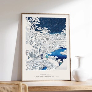 Japanischer Druck, Hiroshige Poster, Japan, Brücke unter dem Schnee, Hiroshige, Winterposter, Kunstdruck in Museumsqualität auf Papier