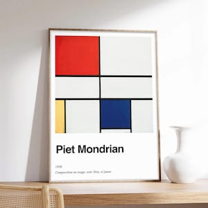 Mondrian Poster, abstrakte Kunst, abstraktes Poster, minimalistisches Poster, Ausstellungsplakat, Kunstdruck in Museumsqualität auf Papier