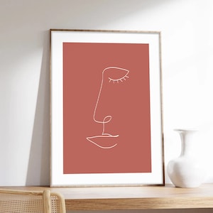 Poster minimalista, Una linea, Il volto, Una linea, Stampa artistica di qualità museale su carta