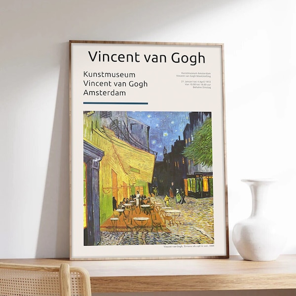 Van gogh poster, Terrace of a café in the evening, Vincent Van gogh, Exhibition poster, Art printing on museum quality paper