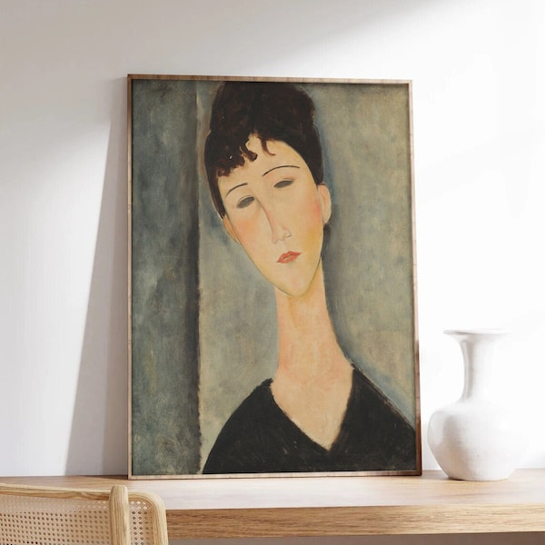 Modigliani Poster, Modern Art, Figure of Woman, Amedeo Modigliani, Exhibition Poster, Museum Quality Art Printing on Paper