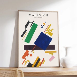 Cartel de Malevich, minimalista, suprematista, arte abstracto, cartel de exposición, impresión de arte de calidad de museo en papel