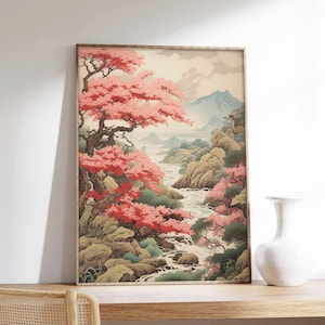 Japanisches Poster, Hokusai, japanischer Fluss, japanischer Druck, asiatische Wandkunst, Papier in Museumsqualität