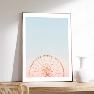 Poster di Parigi, Pink Wheel di Laura Sanchez, ruota panoramica, fotografia di Parigi, minimalista, carta di qualità museale