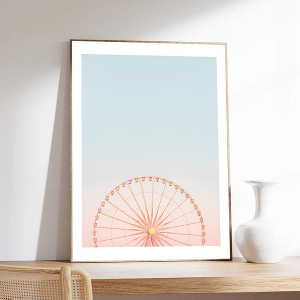 Affiche Paris, Pink Wheel de Laura Sanchez, Grande roue, Photographie Paris, Minimaliste, papier de qualité musée