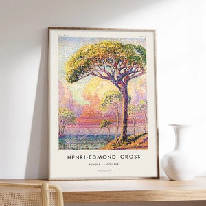 Poster Kreuz, Eine Kiefer, Henri-Edmond-Kreuz, Pointillismus, Weihnachtsplakat, Ausstellungsplakat, Kunstdruck auf Papier in Museumsqualität