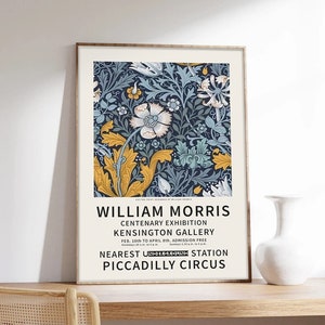 Morris Poster, William Morris, Jugendstil, Blumenmotive, Ausstellungsplakat, Kunstdruck in Museumsqualität auf Papier