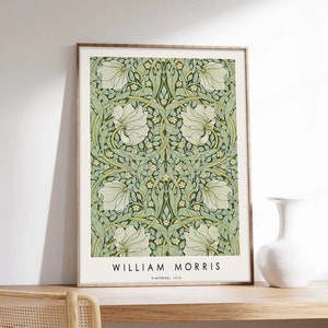 Morris Poster, William Morris, The Pimpernel, Jugendstil, Blumenmotive, Ausstellungsplakat, Kunstdruck in Museumsqualität auf Papier