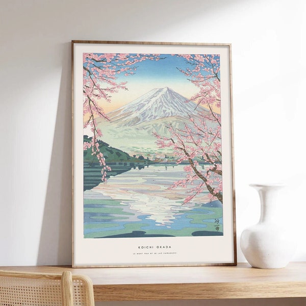 Koichi Okada, Le mont Fuji et le lac Kawaguchi, affiche d'art sur papier premium de 200g