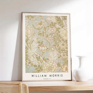 William Morris Poster, Pimpernel Nr. 3, Jugendstil, Blumenmotive, Ausstellungsplakat, Kunstdruck auf Papier in Museumsqualität